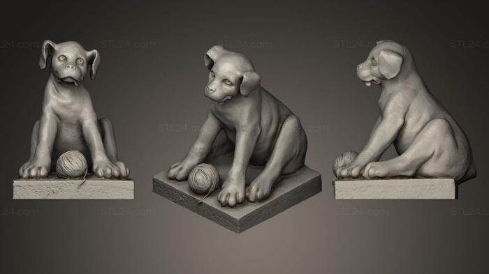 Статуэтки животных (Гончая с мячом, STKJ_0066) 3D модель для ЧПУ станка